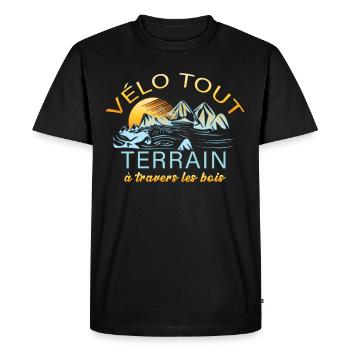 Vélo tout terrain à travers les bois - T-shirt Premium bio Homme - noir - Devant - Nico (187cm)