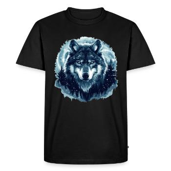 Wolf Winter Forest - Men's Premium Organic T-Shirt - black - Front - Nico (187cm)