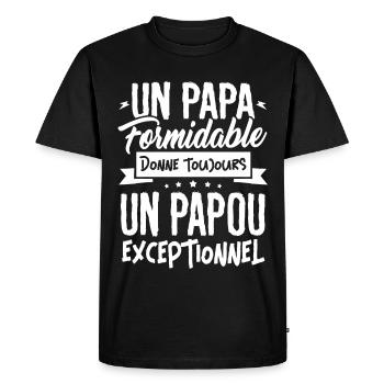 Father's Day T-shirt - An Exceptional Papu - Men's Premium Organic T-Shirt - black - Front - Nico (187cm)