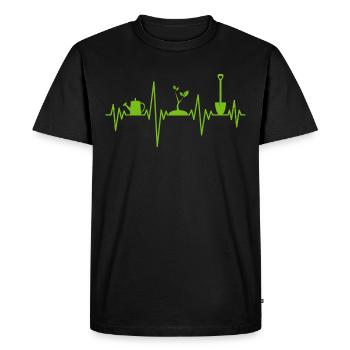 Garten Gärtner Gartenarbeit Herzschlag - Männer Premium Bio T-Shirt - Schwarz - Vorne - Nico (187cm)