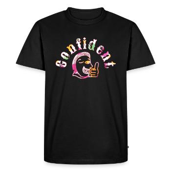 Confident - Men's Premium Organic T-Shirt - black - Front - Nico (187cm)