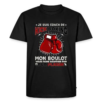 Coach de Kick Boxing - T-shirt Premium bio Homme - noir - Devant - Nico (187cm)