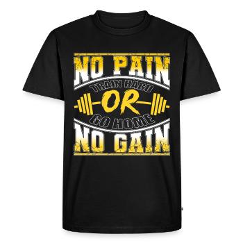 Pas de douleur pas de gain bodybuilder disant la motivation - T-shirt Premium bio Homme - noir - Devant - Nico (187cm)