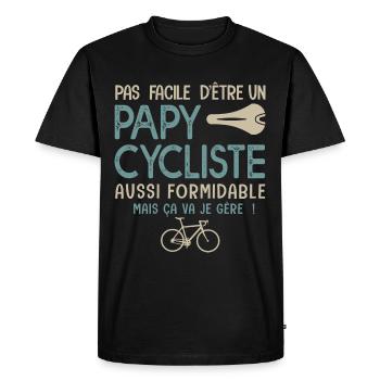 papy cycliste formidable vélo velo vélos - T-shirt Premium bio Homme - noir - Devant - Nico (187cm)
