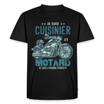motard le meilleur cuisinier le meilleur cuisto - T-shirt Premium bio Homme - noir - Devant - Nico (187cm)