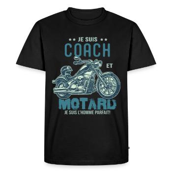 motard le meilleur coach le meilleur - T-shirt Premium bio Homme - noir - Devant - Nico (187cm)