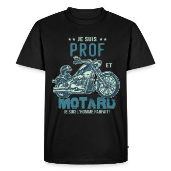 motard le meilleur prof le meilleur professeur - T-shirt Premium bio Homme - noir - Devant - Nico (187cm)