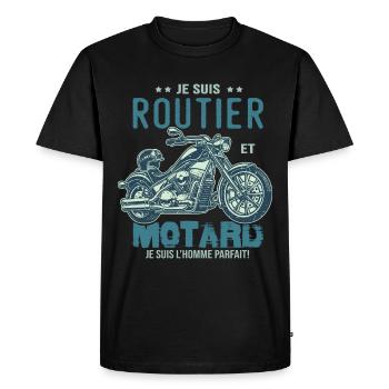 motard le meilleur routier le meilleur - T-shirt Premium bio Homme - noir - Devant - Nico (187cm)