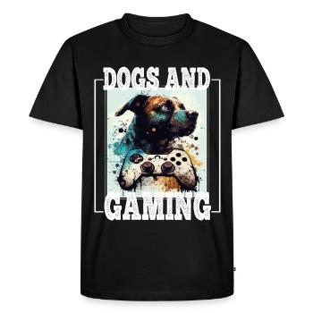 Chiens et jeux Hunde Gamer Controller Zocken - T-shirt Premium bio Homme - noir - Devant - Nico (187cm)