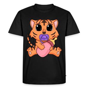 Motif de bébé tigre - T-shirt Premium bio Homme - noir - Devant - Nico (187cm)