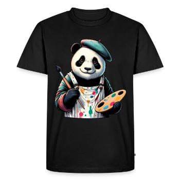 Cute Panda Artist - Men's Premium Organic T-Shirt - black - Front - Nico (187cm)