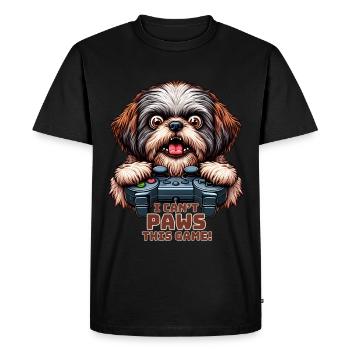 Dog gamers, Dog game freak shih tzu - T-shirt Premium bio Homme - noir - Devant - Nico (187cm)