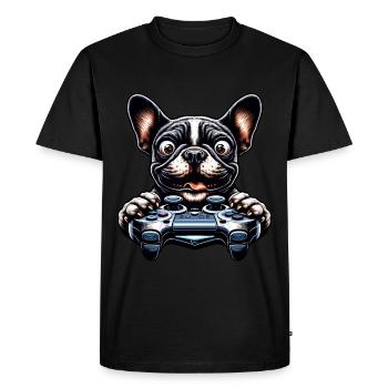 Bouledogue français et passionnés de jeux vidéo - T-shirt Premium bio Homme - noir - Devant - Nico (187cm)