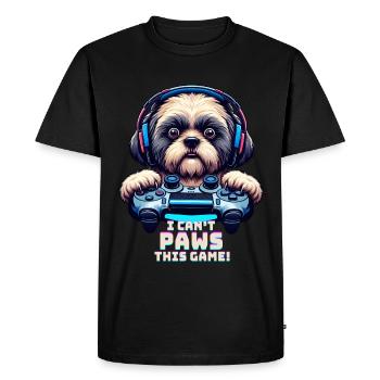 Nerds du jeu, amateurs de chiens Shih Tzu - T-shirt Premium bio Homme - noir - Devant - Nico (187cm)