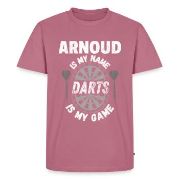 Conception de fléchettes robustes, look vintage et usé - T-shirt Premium bio Homme - mauve - Devant - Nico (187cm)