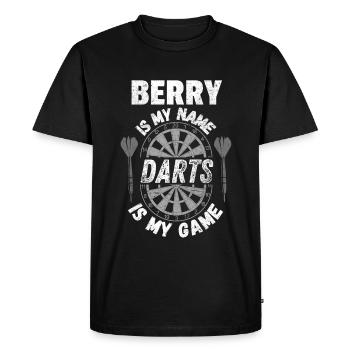 Berry darts fan, darts player. Vintage darts design - Men's Premium Organic T-Shirt - black - Front - Nico (187cm)