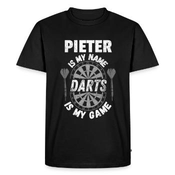 Personal dartsport fan design for Pieter darts - Men's Premium Organic T-Shirt - black - Front - Nico (187cm)