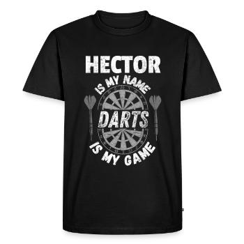 Fléchettes, Fan de fléchettes Hector joueur de fléchettes personnalisé - T-shirt Premium bio Homme - noir - Devant - Nico (187cm)