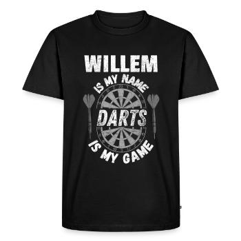 Darts fan, darts player Willem personalised - Men's Premium Organic T-Shirt - black - Front - Nico (187cm)