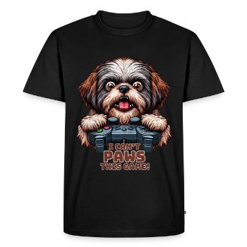 Dog gamers, Dog game freak shih tzu - T-shirt Premium bio Homme - noir - Devant - Nico (187cm)