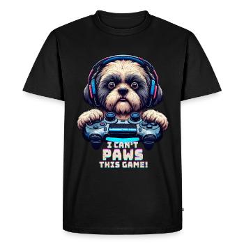 Nerds du jeu, amateurs de chiens Shih Tzu - T-shirt Premium bio Homme - noir - Devant - Nico (187cm)