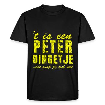 Cool shirts design with name Peter, - Men's Premium Organic T-Shirt - black - Front - Nico (187cm)