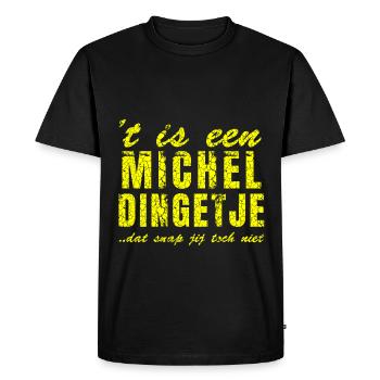 Citation personnalisée design chemise Michel - T-shirt Premium bio Homme - noir - Devant - Nico (187cm)