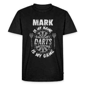 Darts design by name Mark, Darts fan - Men's Premium Organic T-Shirt - black - Front - Nico (187cm)
