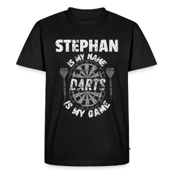 T-shirt de fléchettes personnalisé pour Stephan - T-shirt Premium bio Homme - noir - Devant - Nico (187cm)