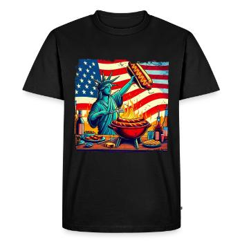 Design de barbecue américain nostalgique Fans américains - T-shirt Premium bio Homme - noir - Devant - Nico (187cm)