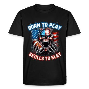 American Flag Skull Football Design - Men's Premium Organic T-Shirt - black - Front - Nico (187cm)