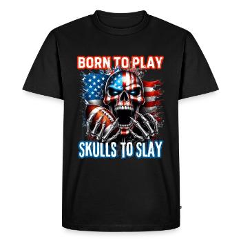 Crâne agressif pour le football américain - T-shirt Premium bio Homme - noir - Devant - Nico (187cm)