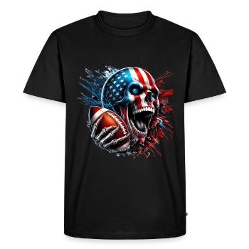 American Football Skull U. S. FLag - Men's Premium Organic T-Shirt - black - Front - Nico (187cm)