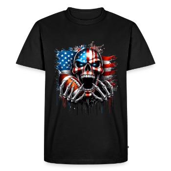 Conception de crâne patriotique football américain - T-shirt Premium bio Homme - noir - Devant - Nico (187cm)