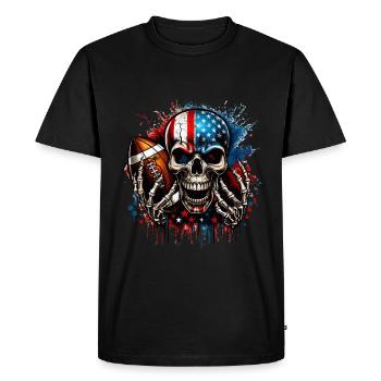 Crâne agressif pour le football américain - T-shirt Premium bio Homme - noir - Devant - Nico (187cm)