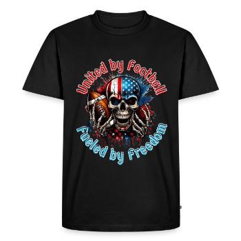 July 4th American Football Skull U. S. FLag - Men's Premium Organic T-Shirt - black - Front - Nico (187cm)