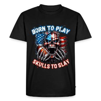 July 4th American Football Skull U. S. FLag - Men's Premium Organic T-Shirt - black - Front - Nico (187cm)