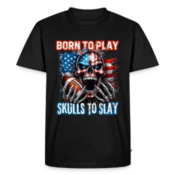 conception de crâne patriotique Football américain - T-shirt Premium bio Homme - noir - Devant - Nico (187cm)