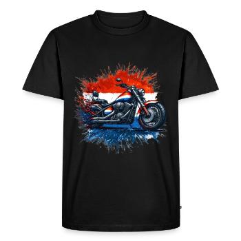 Dutch pride: motorcycle t-shirt in Dutch colors - Men's Premium Organic T-Shirt - black - Front - Nico (187cm)