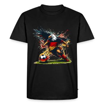 German eagle & football design in black, red and gold - Men's Premium Organic T-Shirt - black - Front - Nico (187cm)