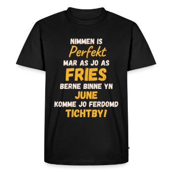 Frisons nés en juin, texte, design d’anniversaire - T-shirt Premium bio Homme - noir - Devant - Nico (187cm)