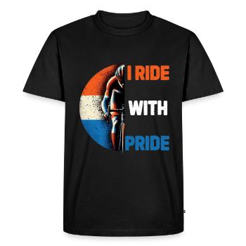 Conception de maillot de cyclisme néerlandais Ride with Pride - T-shirt Premium bio Homme - noir - Devant - Nico (187cm)