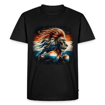 Boxer shirt design Dutch Lion patriotic - Men's Premium Organic T-Shirt - black - Front - Nico (187cm)