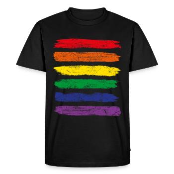 Drapeau arc-en-ciel LGBT CSD drapeau lesbien gay - T-shirt Premium bio Homme - noir - Devant - Nico (187cm)