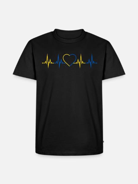 Heartbeat Oekraïne - Herre Premium økologisk T-shirt - sort