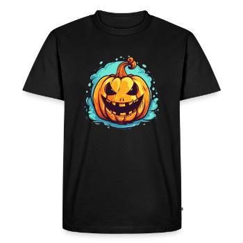 Citrouille Halloween - T-shirt Premium bio Homme - noir - Devant - Nico (187cm)