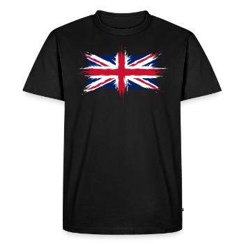 Union Jack British Flag Brush Style - Men's Premium Organic T-Shirt - black - Front - Nico (187cm)