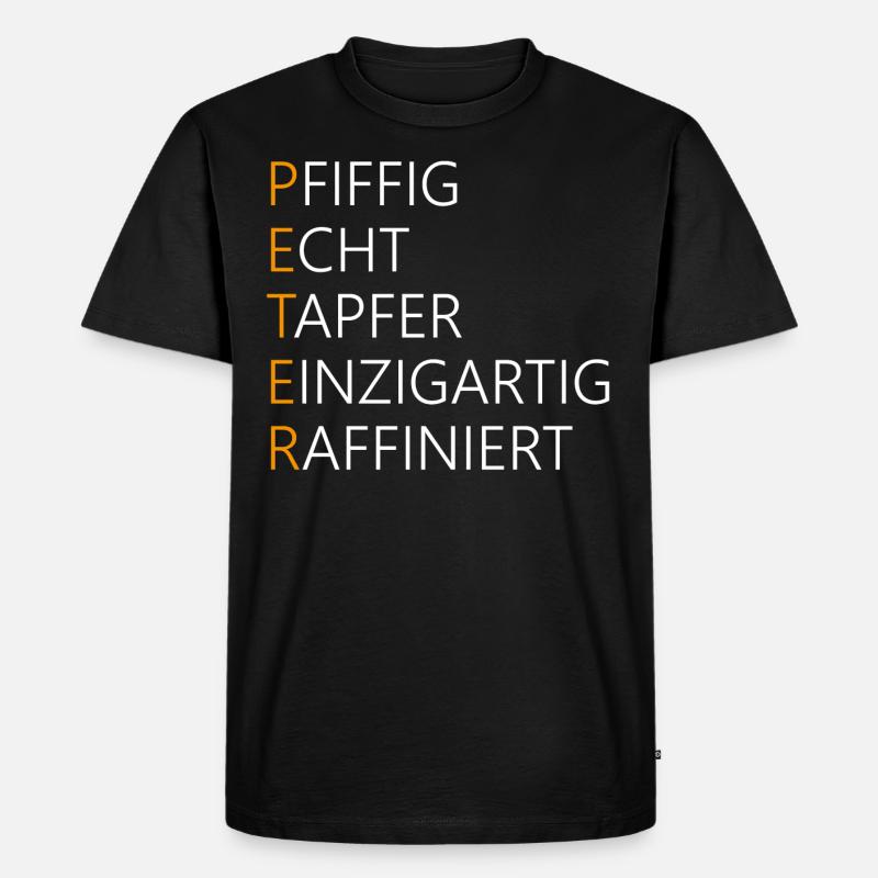 Peter Name Geschenk - Männer Premium Bio T-Shirt - Schwarz