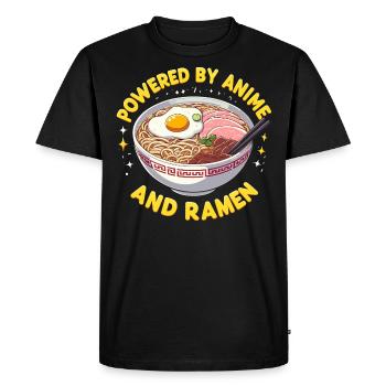 Powered By Anime And Ramen - Men's Premium Organic T-Shirt - black - Front - Nico (187cm)