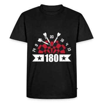 Dart 180 Bulleye Dart Player Fan T Shirt Gift - Men's Premium Organic T-Shirt - black - Front - Nico (187cm)